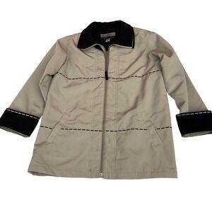 Big Chill Womens Tan Black Zip Up Jacket Lightweight Coat Size S Stitch Detail